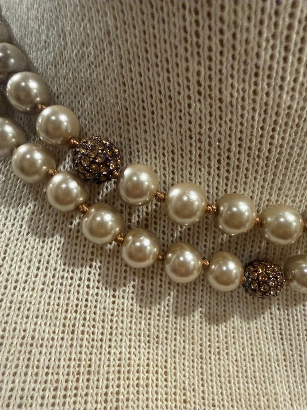 Heavy Champage Pave Accent Double Tiered Choker Necklace